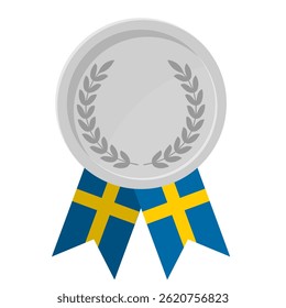 Silver award medal with Sweden flag ribbons for winners