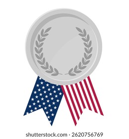 Silver award medal with USA flag ribbons for winners