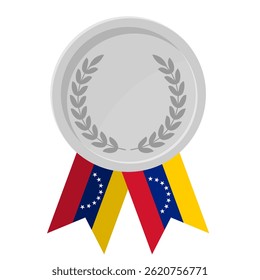 Silver award medal with Venezuela flag ribbons for winners