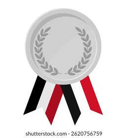 Silver award medal with Yemen flag ribbons for winners