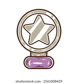 Silver award trophy with star vector illustration