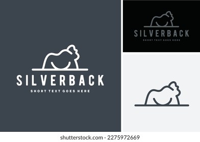 Silver Back Silverback Gorilla Apes King Kong Forest Jungle Wildlife Line Art Logo Design