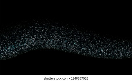 Silver background. Argent blue shimmer texture wave for luxury design. Dust abstract on dark. Vector illustration.