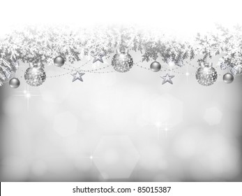 Silver Background With Christmas Decoration