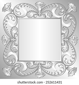 silver background with floral border
