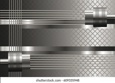 Silver background with mechanical details.  Metallic luster.