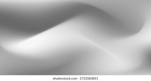 Silberner Hintergrund mit Metallspiegel-Textur. Farbverlauf-Oberfläche mit einfacher abstrakter Lichtkugel. Vektorgrafik
