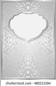 silver background with ornaments and frame