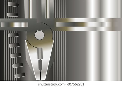 Silver background with pliers.  Metallic luster.