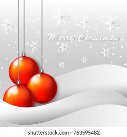 Silver background with red Christmas balls