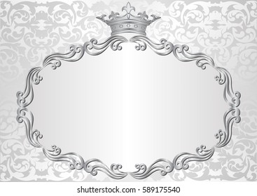 silver background with royal frame