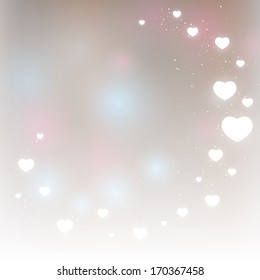 Silver background with shiny hearts