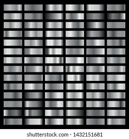 Silver background texture vector icon seamless pattern. Shiny silver metal foil gradient set