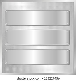 silver background with three silver banners