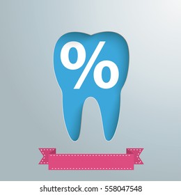 Silver background with tooth hole and percent. Eps 10 vector file.
