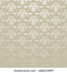 Silver background wallpaper. Damask. Floral pattern - template for your design. Vector image