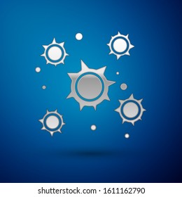 Silver Bacteria icon isolated on blue background. Bacteria and germs, microorganism disease causing, cell cancer, microbe, virus, fungi.  Vector Illustration