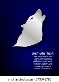 Silver badge on blue background.  Head of howling wolf.