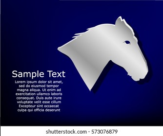 Silver badge on blue background.  Head of horse.