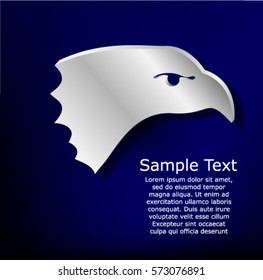 Silver badge on blue background.  Head of eagle.