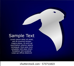 Silver badge on blue background.  Head of rabbit.