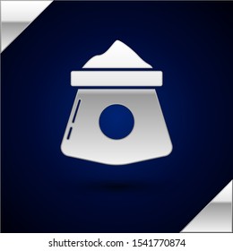 Silver Bag of flour icon isolated on dark blue background.  Vector Illustration