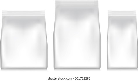 Silver bag package on a white background