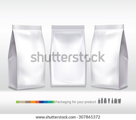 Silver bag package on a white background