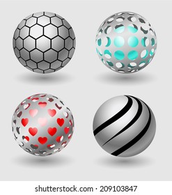 Silver ball business icon collection for creative design