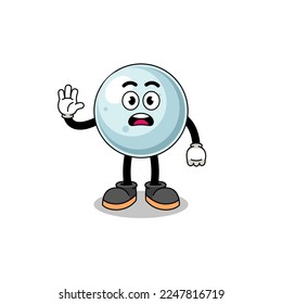 silver ball cartoon illustration doing stop hand , character design