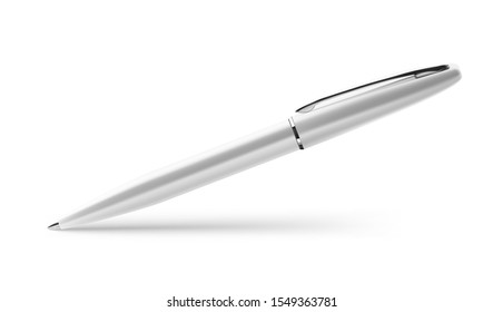 Silver ball pen. Vector illustration isolated on white background. Ready for your design, promo, identity and etc. EPS10.