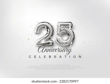 Silver balloon number. Premium vector 25th anniversary celebration background. Premium vector for poster, banner, celebration greeting. svg