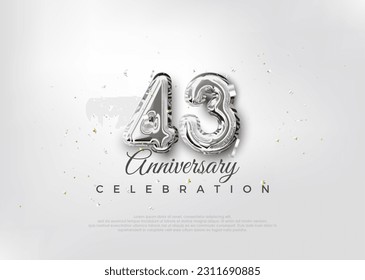 Silver balloon number. Premium vector 43rd anniversary celebration background. Premium vector for poster, banner, celebration greeting.