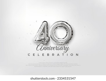 Silver balloon number. Premium vector 40th anniversary celebration background. Premium vector for poster, banner, celebration greeting.