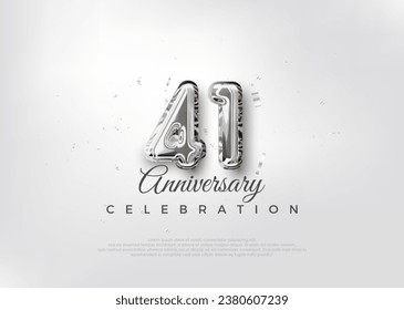 Silver balloon number. Premium vector 41st anniversary celebration background. Premium vector for poster, banner, celebration greeting.