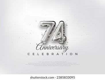 Silberballonnummer. Premium Vektor 74. Jubiläum gefeiert Hintergrund. Premium Vektor für Poster, Banner, Fest Gruß.