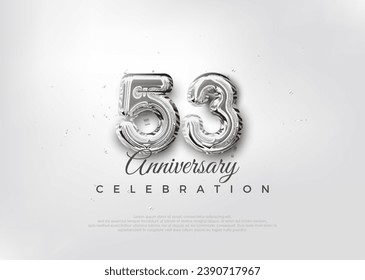 Silver balloon number. Premium vector 53rd anniversary celebration background. Premium vector for poster, banner, celebration greeting.