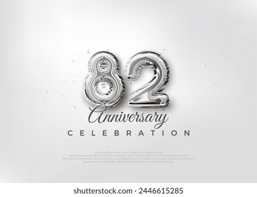 Número de globo de plata. Fondo de la celebración del 82º aniversario del Vector de Premium. Vector de Premium para póster, Anuncio, celebración y saludo.