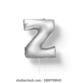 Letras de globos de plata del papel. 3d vector realista.Z