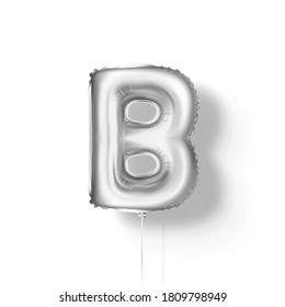Letras de globos de plata del papel. 3d vector realista.B