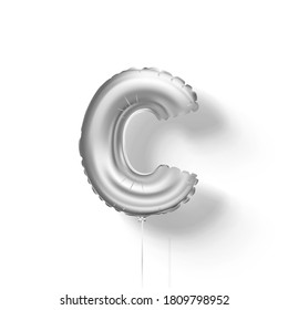 Letras de globos de plata del papel. 3d vector realista.C