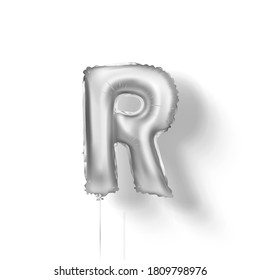 Letras de globos de plata del papel. 3d vector realista.R