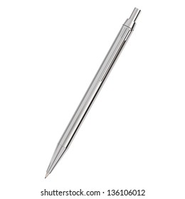 Silver Ballpoint Pen isolated on white. Vector Illustration