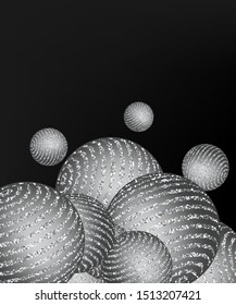 Silver balls Abstract vector background. Silver glitters on a black background.