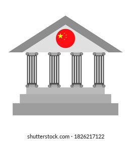 Silver bank and china flag on white background