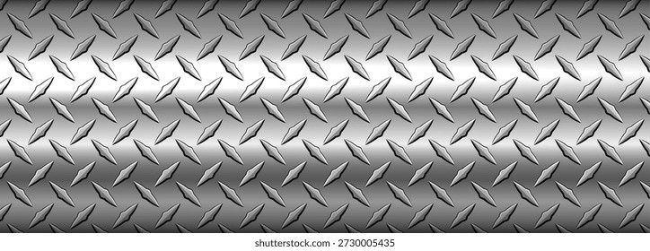 ANUNCIO SIlver con patrón de placa de diamante, fondo industrial de textura de chapa de acero brillante, Ilustración vectorial.