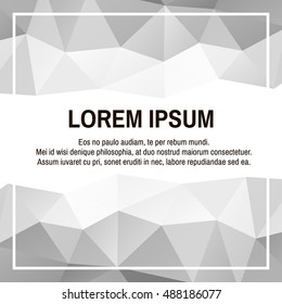 Silver banner template with polygonal background for promotional materials or email and newsletter designs. Vector EPS 10.