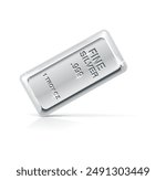 Silver bar on isolated background.  3D Render Silver bar. Vector illustration.
