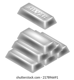 silver bar pyramid 3D design isolated on white vector illustration