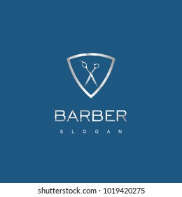 Silver Barber Emblem Logo